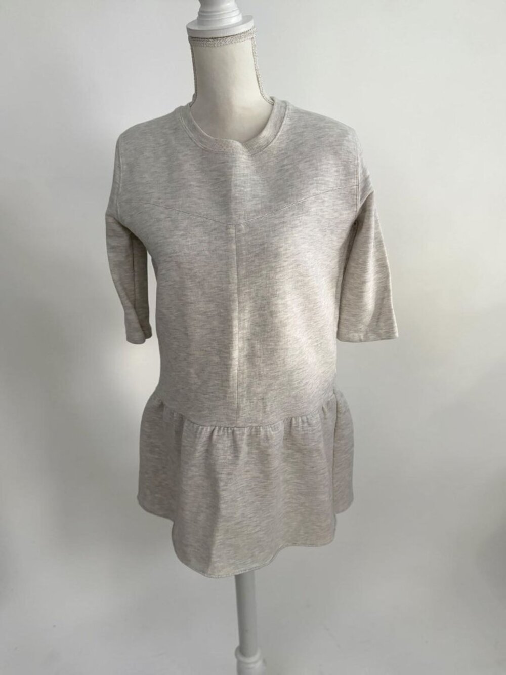 ZARA Gray Peplum Sweatshirt Top Size Medium